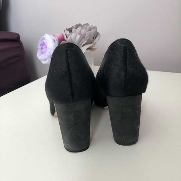 Black Calf Hair Block Heels - Picture 7 of 8